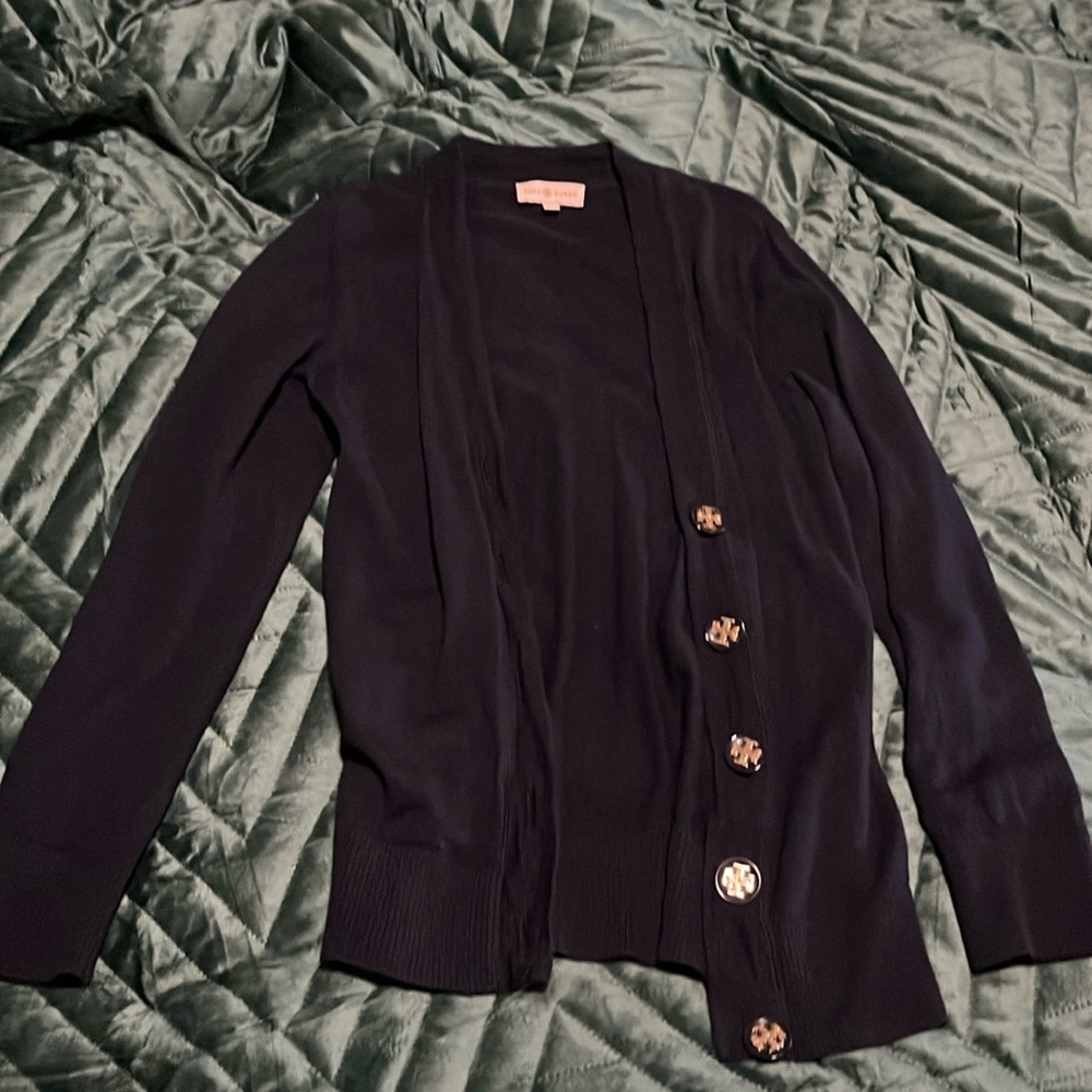 Black Tory Burch Button Up Cardigan